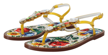 Шкіряні босоніжки Dolce &amp; Gabbana, прикрашені кристалами майоліки