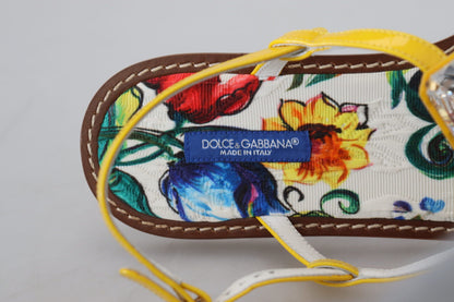 Шкіряні босоніжки Dolce &amp; Gabbana, прикрашені кристалами майоліки