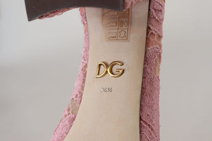 Пастельно-рожеві мереживні туфлі Dolce &amp; Gabbana, прикрашені кристалами