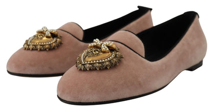 Елегантні рожеві оксамитові лофери Dolce &amp; Gabbana Devotion