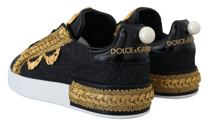 Елегантні чорні шкіряні кросівки Dolce &amp; Gabbana Portofino