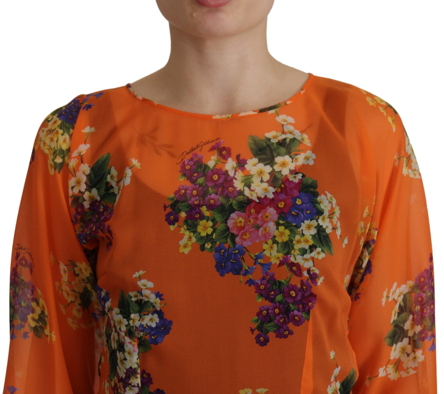 Елегантна шовкова блуза Dolce &amp; Gabbana з квітковим принтом із застібкою на спині