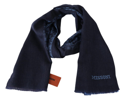 Чоловічий шарф Missoni з темно-синьої вовни, унісекс, шарф з бахромою