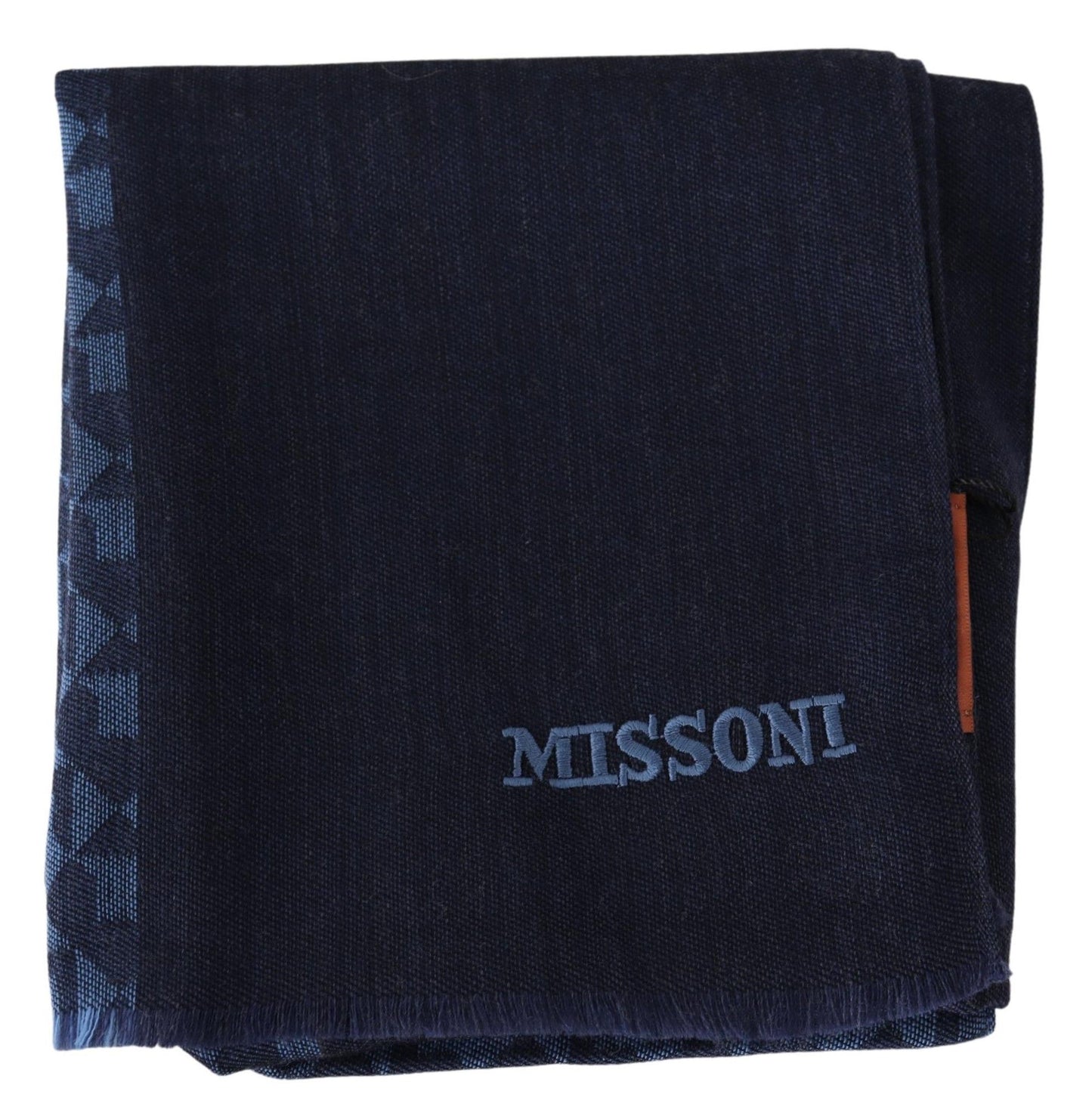 Чоловічий шарф Missoni з темно-синьої вовни, унісекс, шарф з бахромою