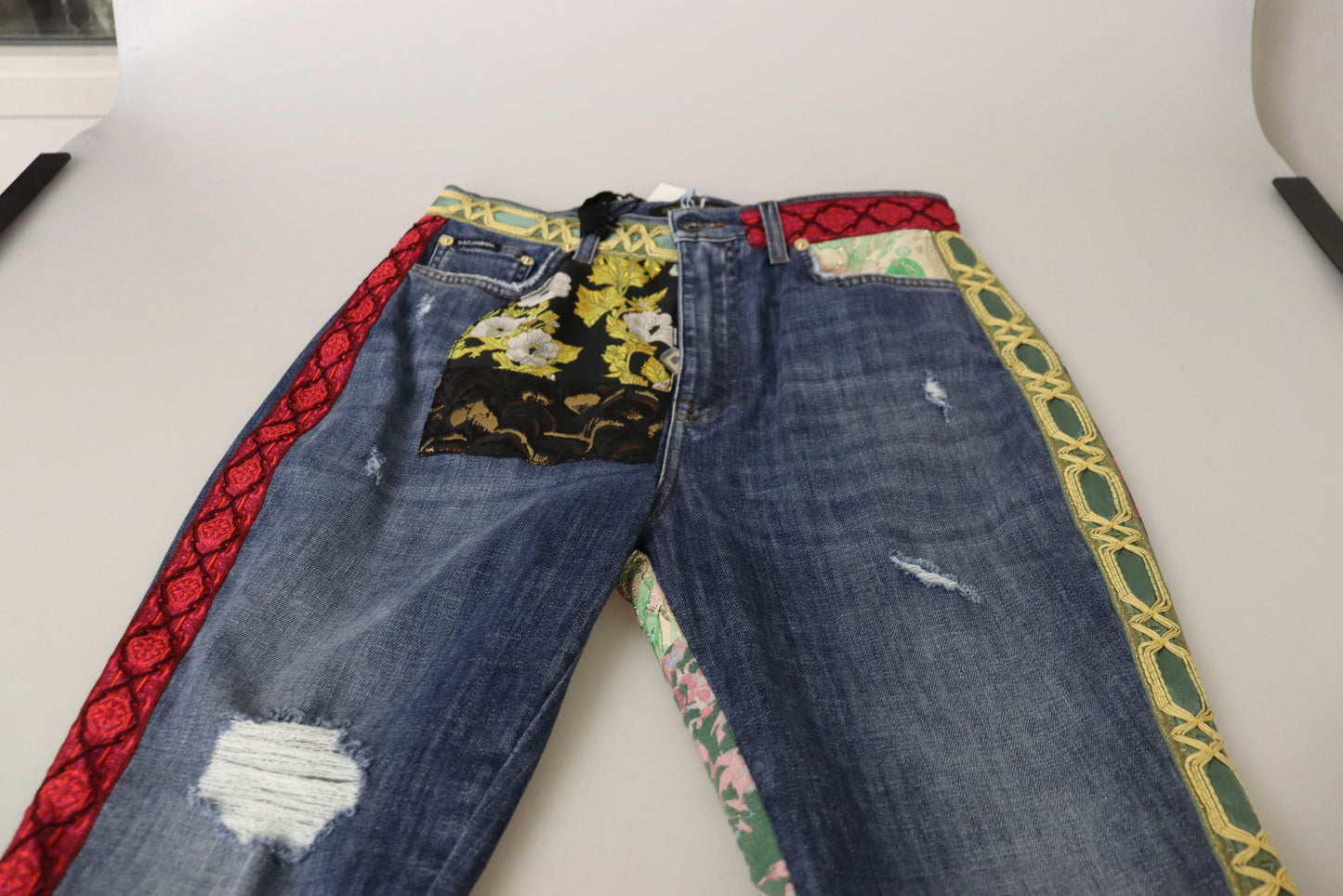 Вузькі джинси Dolce &amp; Gabbana з високою талією в стилі печворк