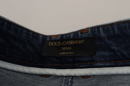 Сині дизайнерські вузькі джинси Dolce &amp; Gabbana із високою талією