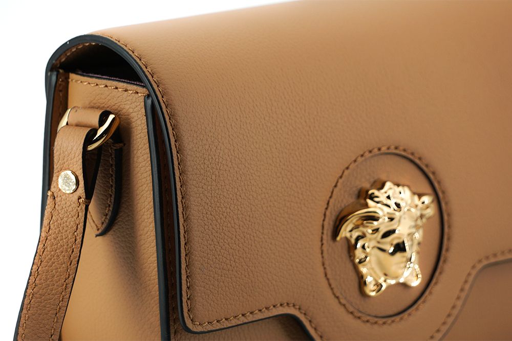 Елегантна коричнева сумка через плече Versace з телячої шкіри
