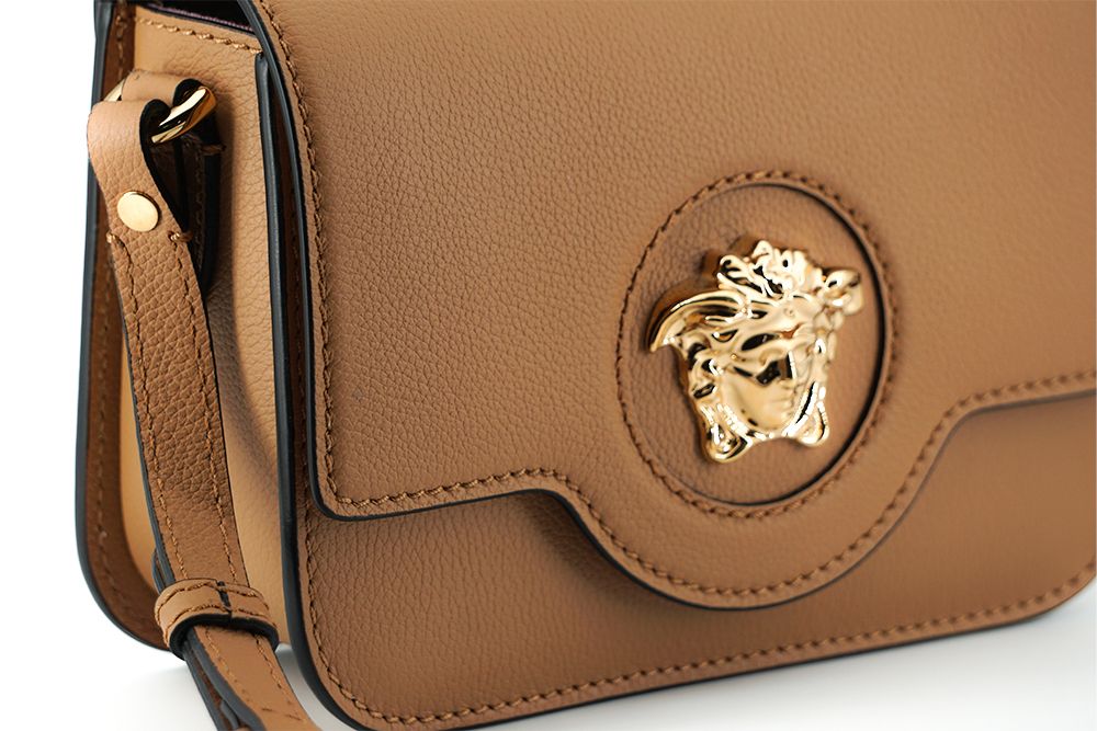 Елегантна коричнева сумка через плече Versace з телячої шкіри
