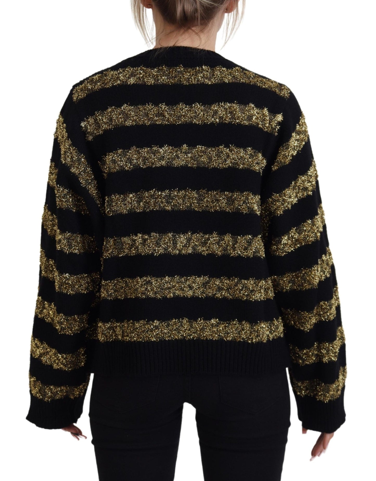 Елегантний чорно-золотий кришталевий светр Dolce &amp; Gabbana