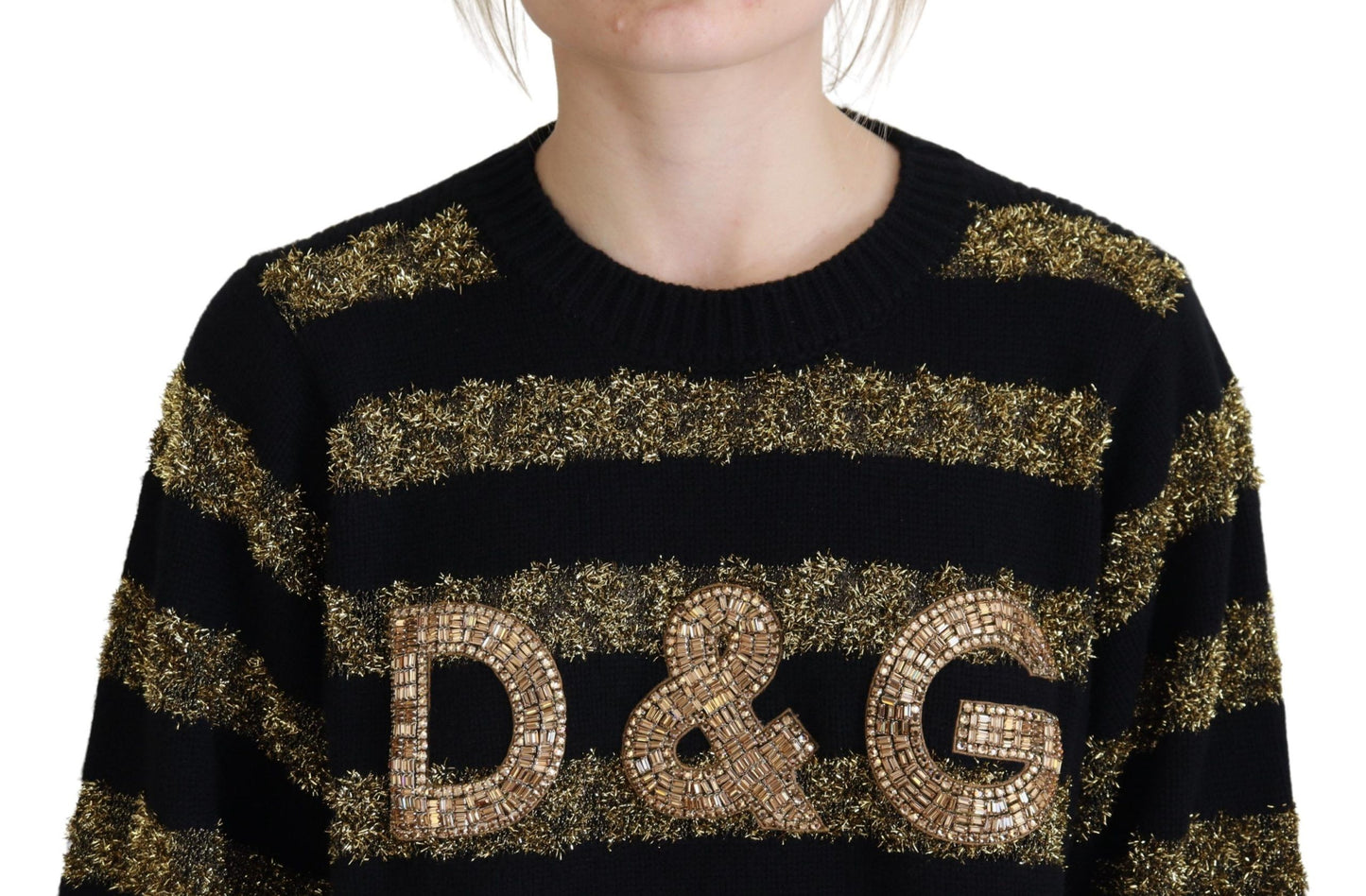 Елегантний чорно-золотий кришталевий светр Dolce &amp; Gabbana