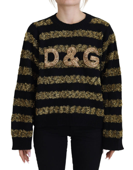 Елегантний чорно-золотий кришталевий светр Dolce &amp; Gabbana