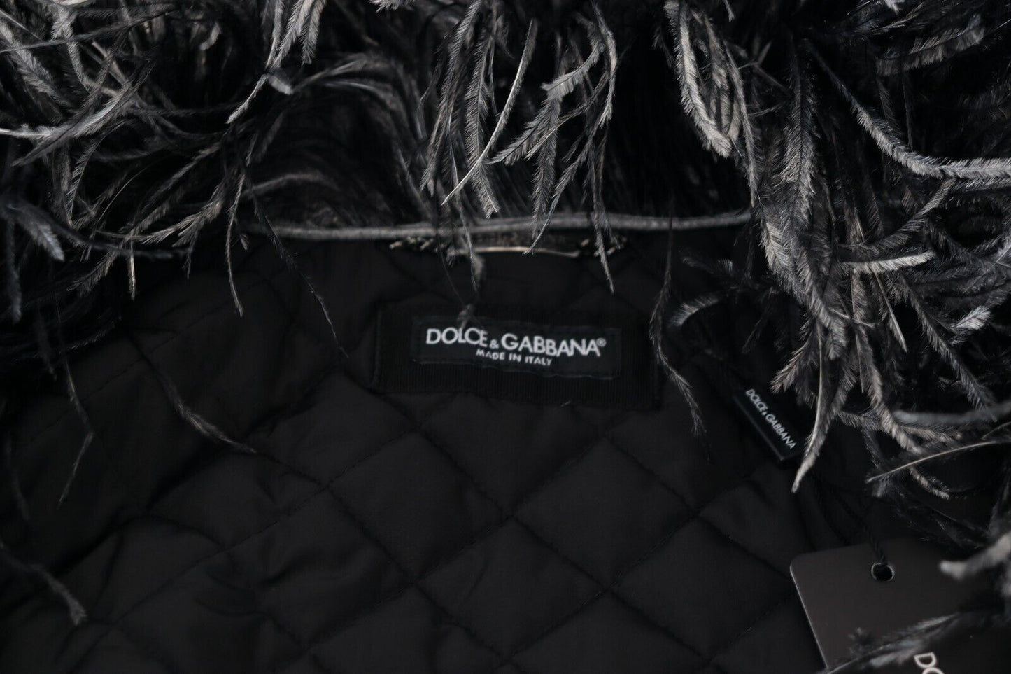 Елегантна чорно-біла куртка Dolce &amp; Gabbana з дублянкою на блискавці