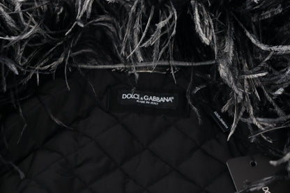 Елегантна чорно-біла куртка Dolce &amp; Gabbana з дублянкою на блискавці