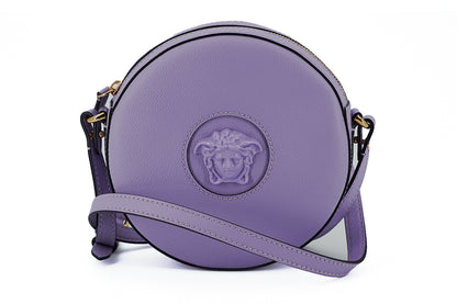 Елегантна фіолетова кругла сумка через плече Versace
