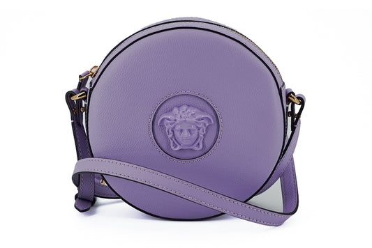 Елегантна фіолетова кругла сумка через плече Versace