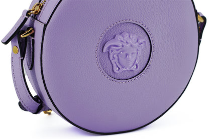 Елегантна фіолетова кругла сумка через плече Versace