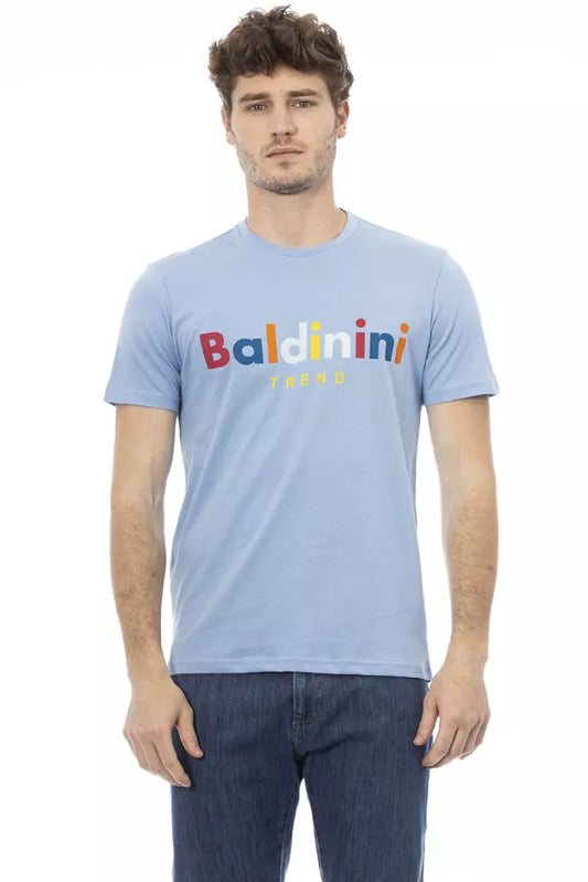 Світло-блакитна чоловіча бавовняна футболка Baldinini Trend