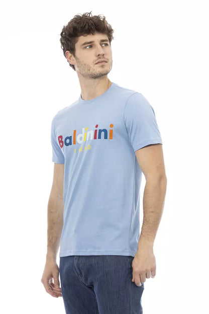 Світло-блакитна чоловіча бавовняна футболка Baldinini Trend