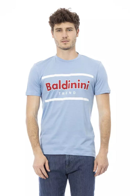 Світло-блакитна чоловіча бавовняна футболка Baldinini Trend
