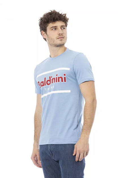Світло-блакитна чоловіча бавовняна футболка Baldinini Trend