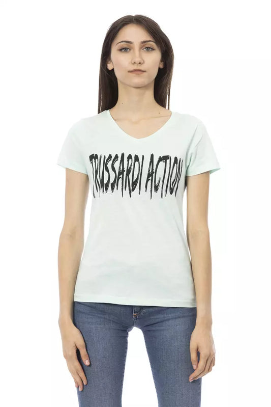 Бавовняний жіночий топ Trussardi Action Light Blue