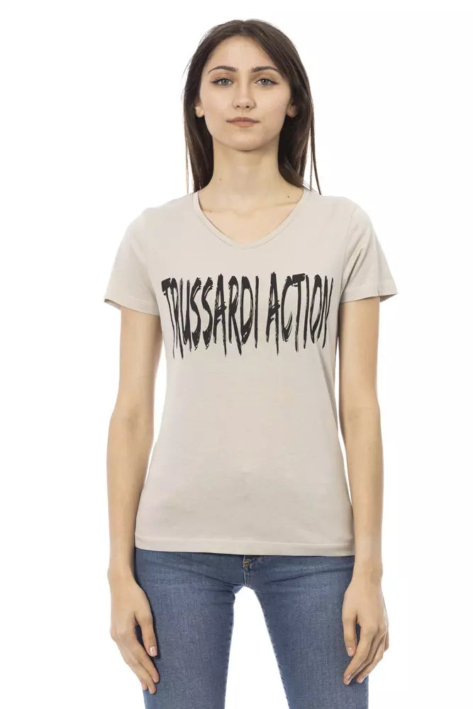 Бежевий бавовняний жіночий топ Trussardi Action