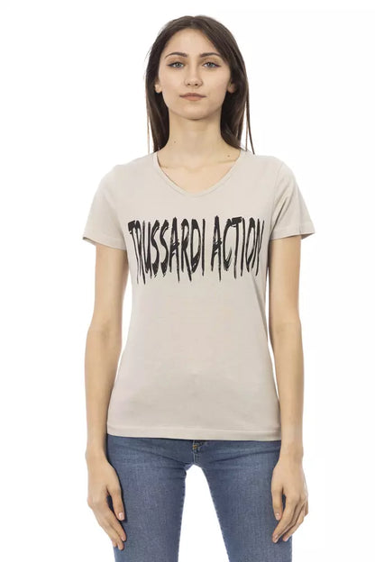Бежевий бавовняний жіночий топ Trussardi Action