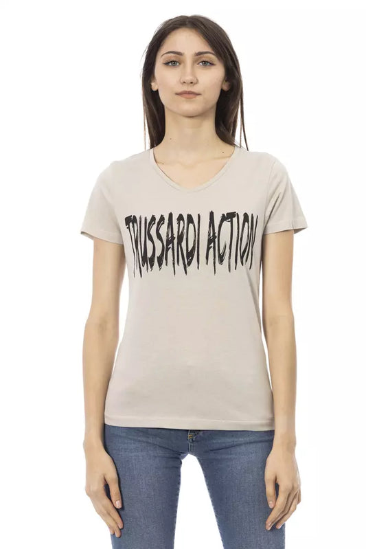 Бежевий бавовняний жіночий топ Trussardi Action