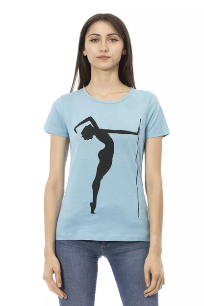 Бавовняний жіночий топ Trussardi Action Light Blue