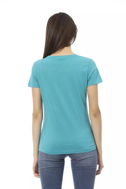 Бавовняний жіночий топ Trussardi Action Light Blue