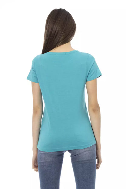 Бавовняний жіночий топ Trussardi Action Light Blue