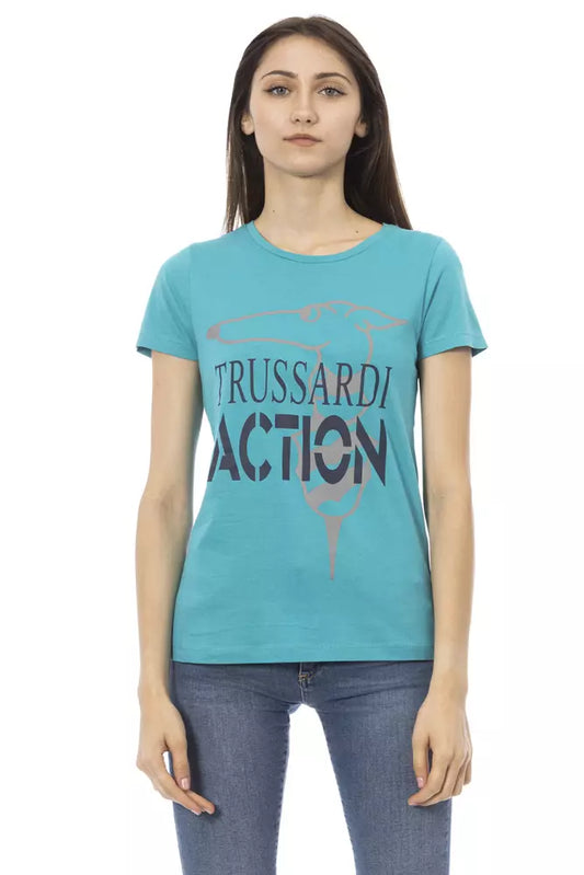 Бавовняний жіночий топ Trussardi Action Light Blue