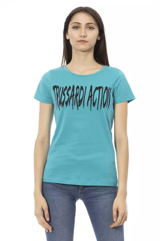 Бавовняний жіночий топ Trussardi Action Light Blue