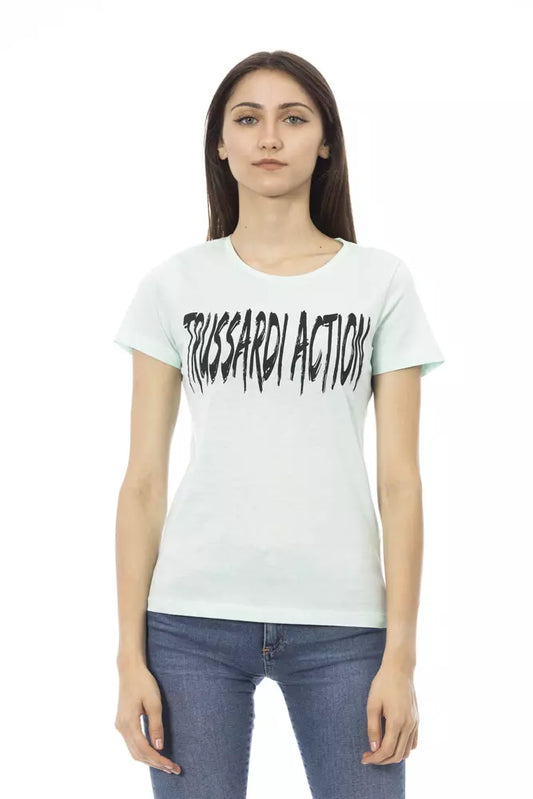 Бавовняний жіночий топ Trussardi Action Light Blue