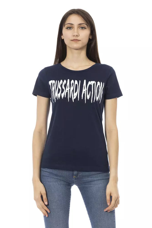 Блакитний бавовняний жіночий топ Trussardi Action