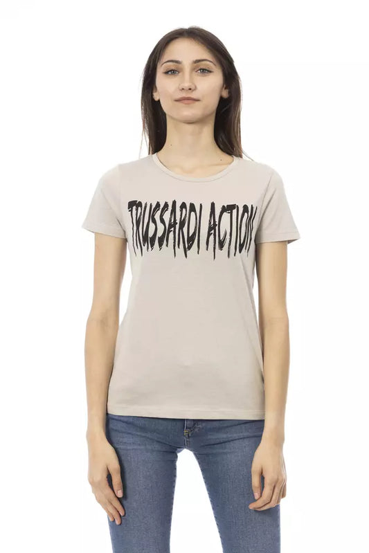 Бежевий бавовняний жіночий топ Trussardi Action