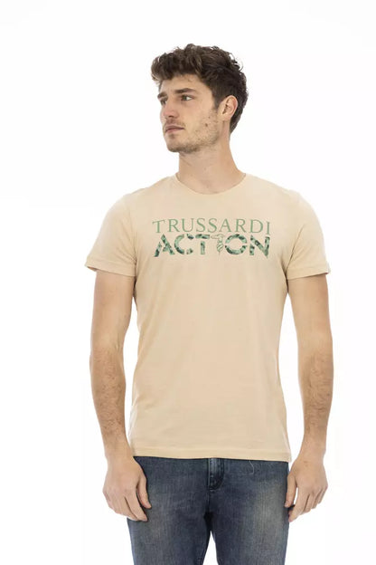 Бежева бавовняна чоловіча футболка Trussardi Action