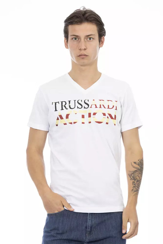 Біла бавовняна чоловіча футболка Trussardi Action