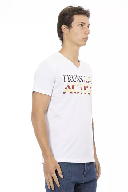 Біла бавовняна чоловіча футболка Trussardi Action
