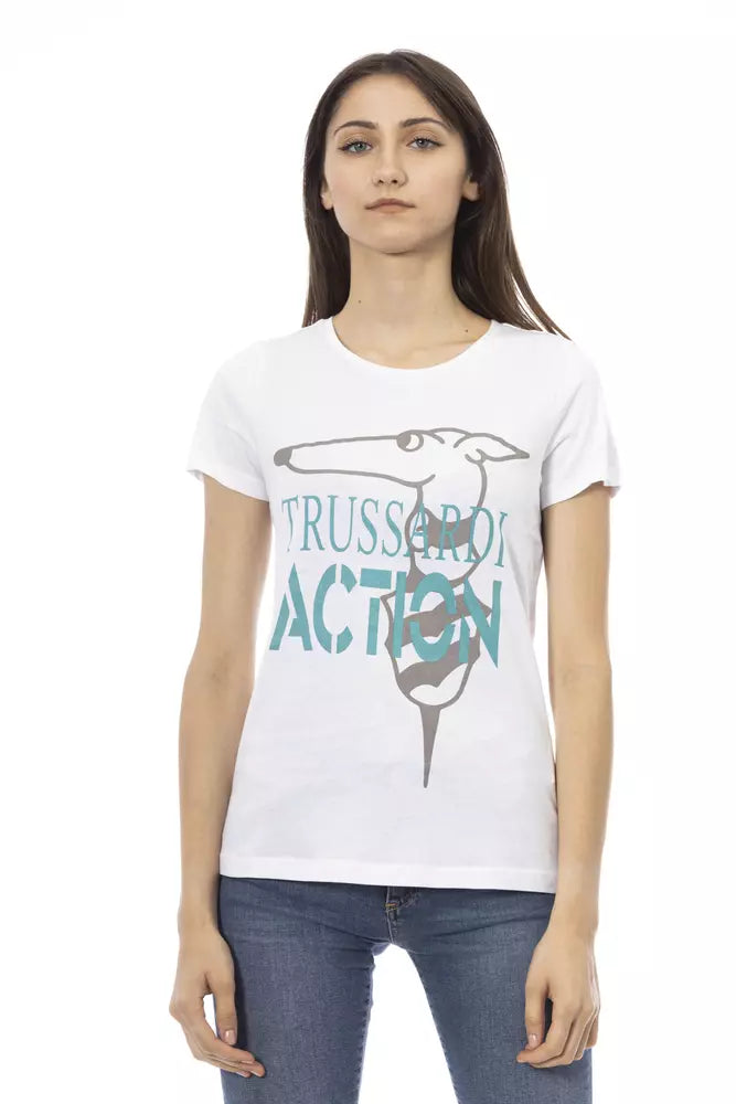 Білий бавовняний жіночий топ Trussardi Action