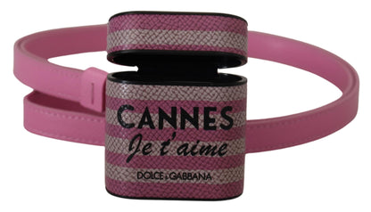 Розкішний рожевий шкіряний футляр для AirPods Dolce &amp; Gabbana