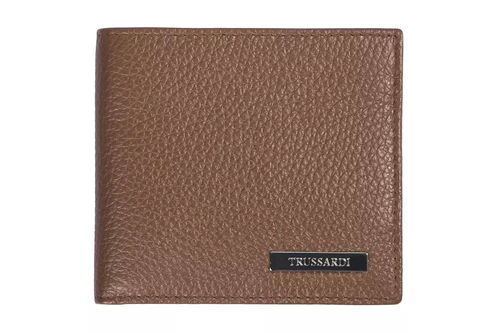 Коричневий шкіряний чоловічий гаманець Trussardi