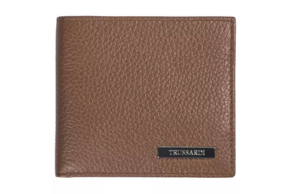 Коричневий шкіряний чоловічий гаманець Trussardi
