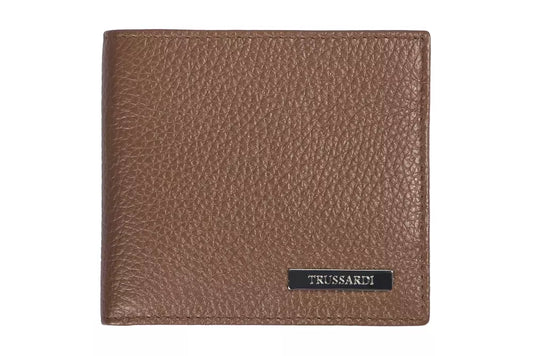 Коричневий шкіряний чоловічий гаманець Trussardi