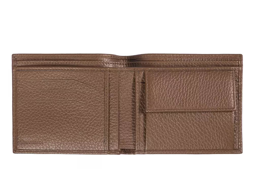 Коричневий шкіряний чоловічий гаманець Trussardi