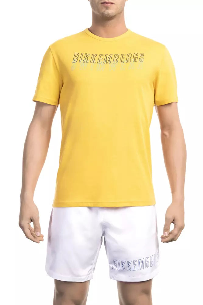 Жовта бавовняна чоловіча футболка Bikkembergs