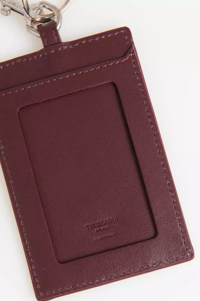 Коричневий шкіряний чоловічий брелок Trussardi
