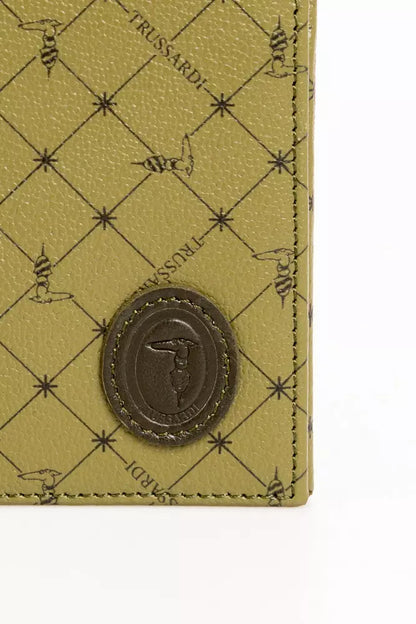 Зелений шкіряний чоловічий гаманець Trussardi
