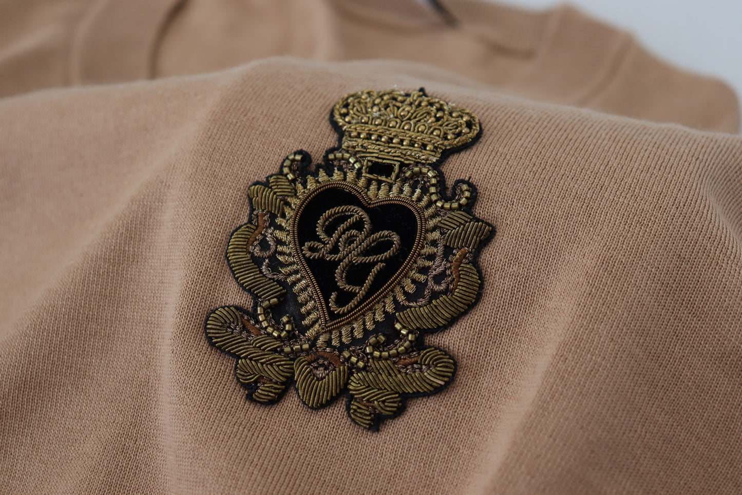 Бежевий кашеміровий пуловер із круглим вирізом Dolce &amp; Gabbana