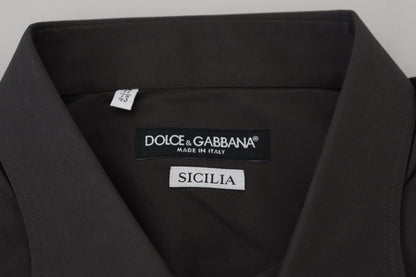 Елегантна сіра приталена сорочка Dolce &amp; Gabbana Sicilia